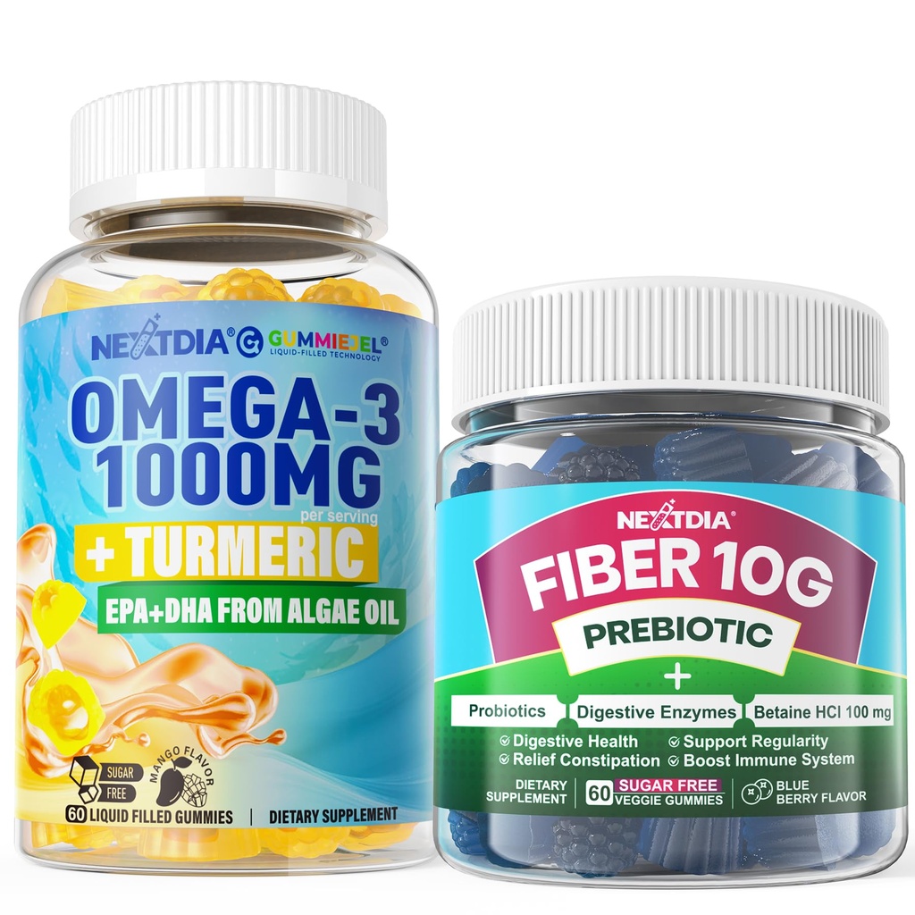 Vegan Omega-3 1000mg + Turmérico, Fiber Gummies