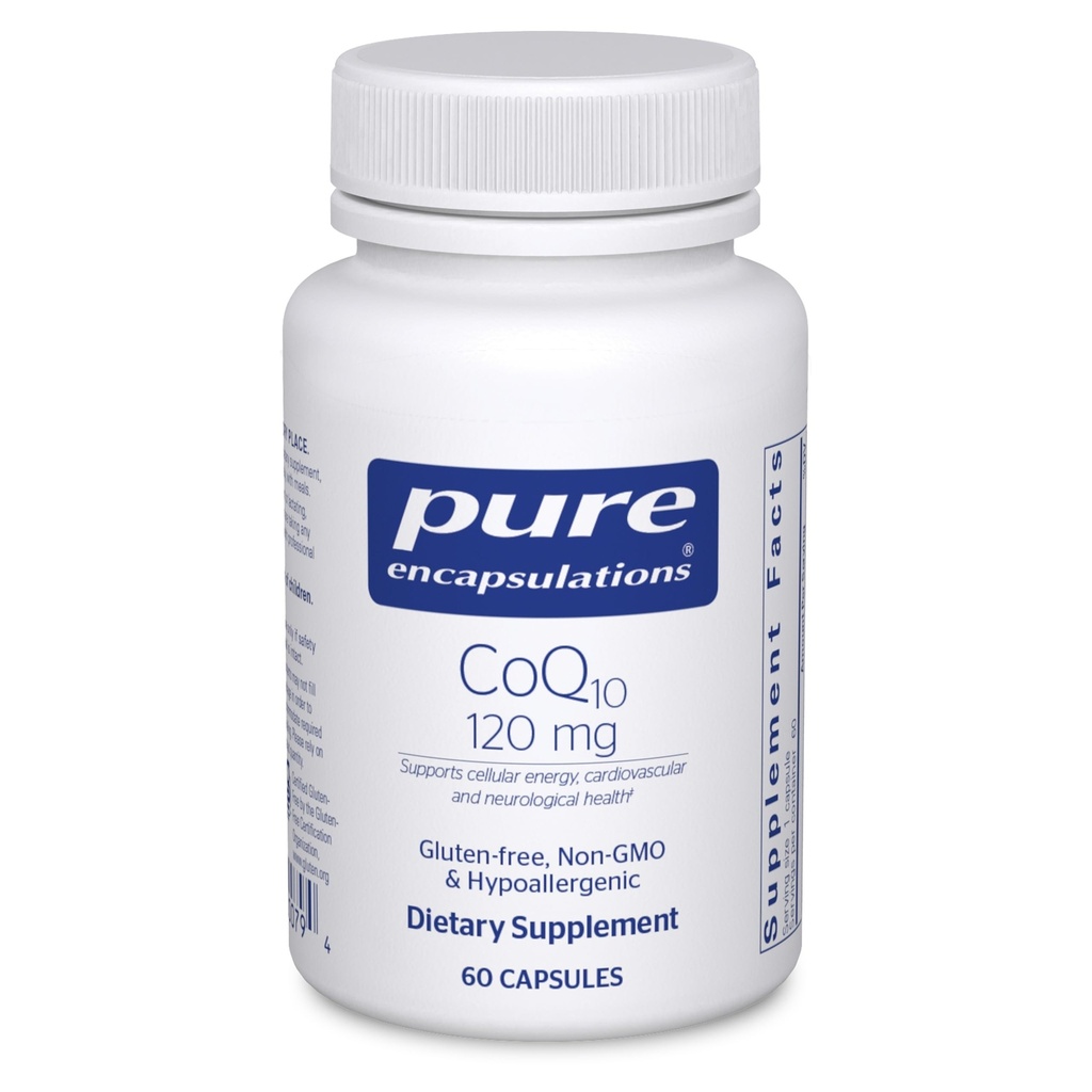 Encapsulaciones puras CoQ10 120 mg - Coenzima Q10 Suplemento para la salud cardíaca, energía, antioxidantes, salud cerebral y memoria - salud celular, cognición " soporte cardiovascular* - 60 cápsulas