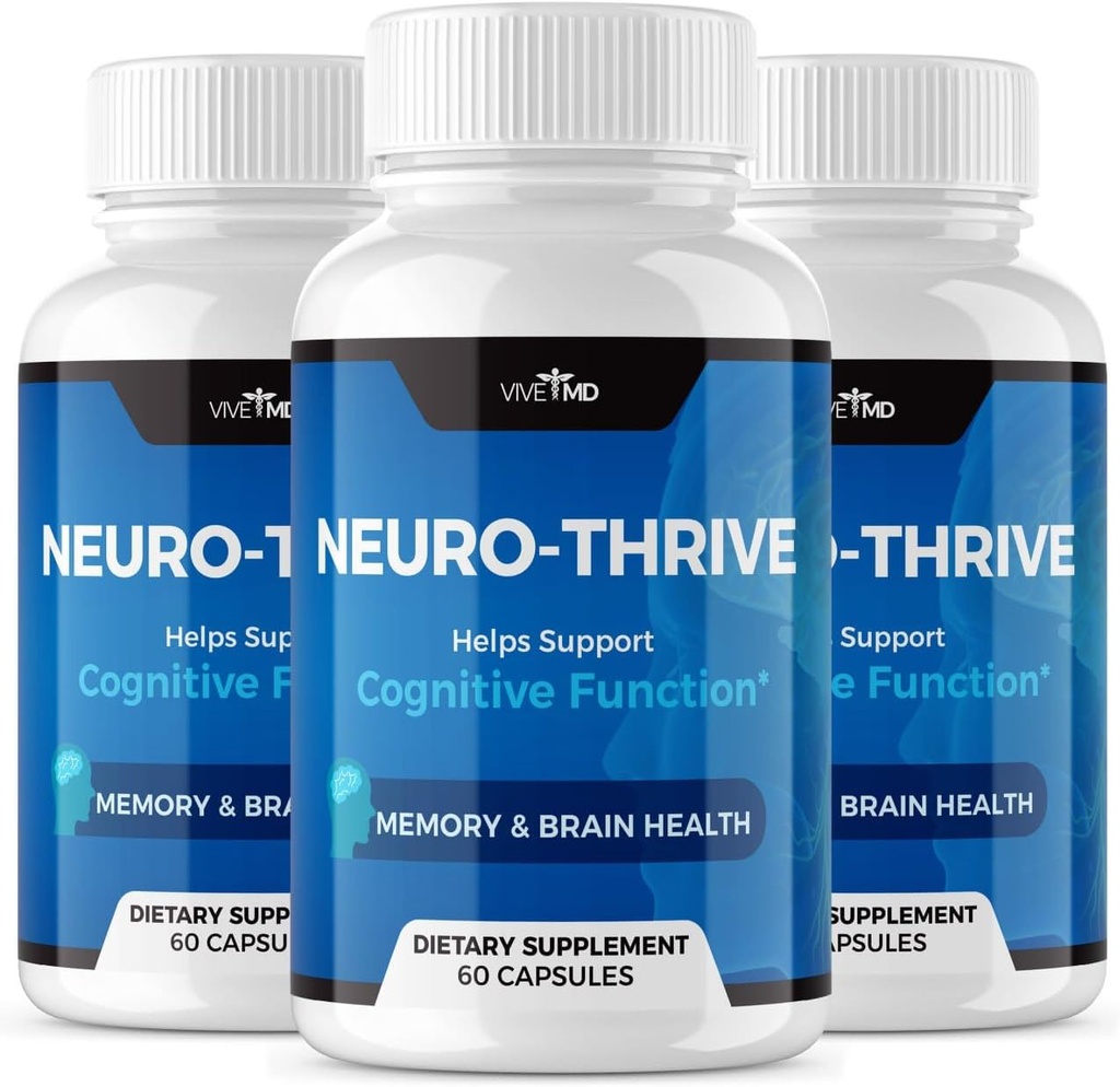 Vive MD Neuro Thrive Brain Supplement - Official Formula - Neuro Thrive PQQ, Neuro Thrive, Extra Strength with Ginkgo Biloba Extract, Siberian Ginseng Extract - (3 Pack)