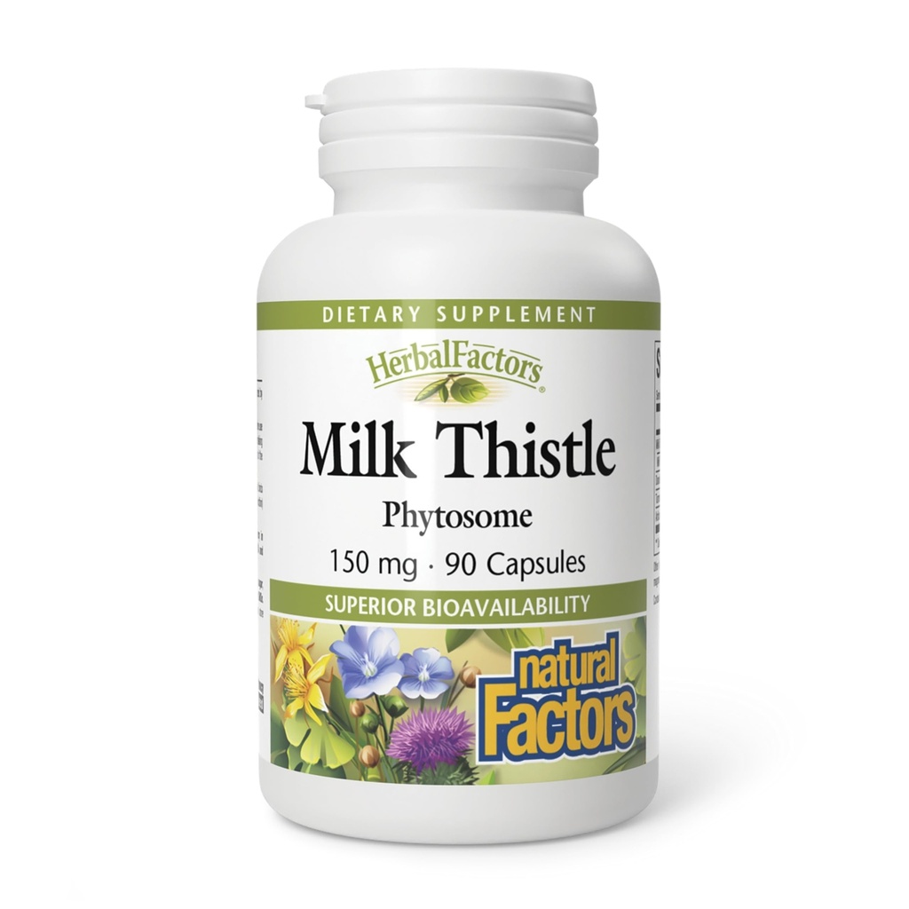 HerbalFactors por Factores Naturales, Fitooma de Carga de Leche, promueve la función saludable del hígado con Dandelión y Turmérica, 90 cápsulas (90 porciones)