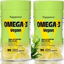 Suplementos Vegan Omega-3 DHA - Petróleo de Pesca Premium Alternativa de Algae Oil ← 90 Carrageenan Free Softgels ¦ Plant Based Algal DHA Essential Fatty Acids, Non-GMO (Algae, 90 Count (Pack of 2))