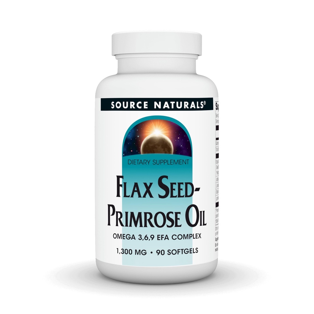 Fuente Naturales Flax Seed-Primrose Oil, Omega 3,6,9 EFA Complex, 1300mg - 90 Softgels