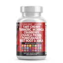 Nutracéuticos limpios Extracto de cereza de tarta Capsules con Turmeric Moringa Cranberry Chanca Piedra Celery Quercetin ACV Pomegranate L Selenomethionine - Uric Levels - 120 Ct