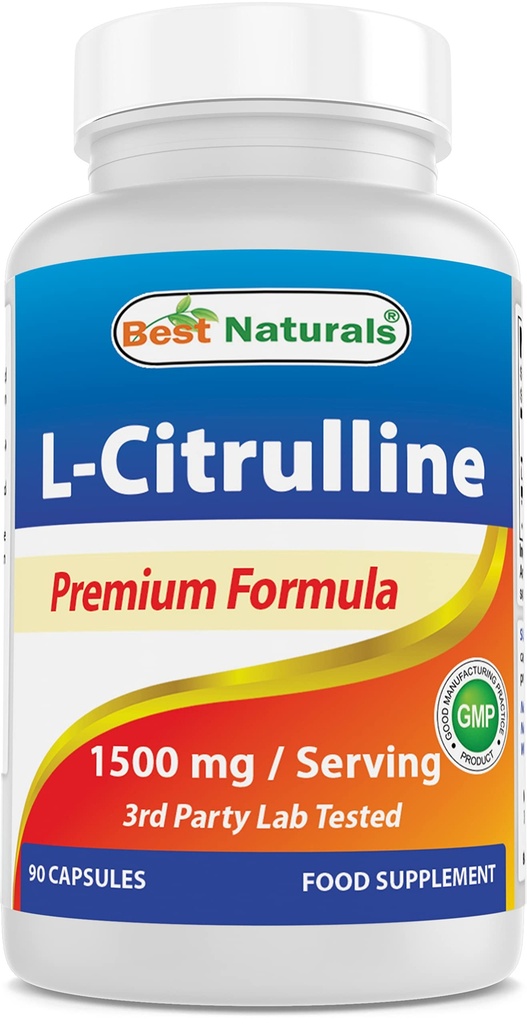 Mejores Naturales L-Citrulline Capsules - 1500mg/Serving - No GMO - Gluten Gratis - 90 Capsules (90 Cuenta (Pack of 1))