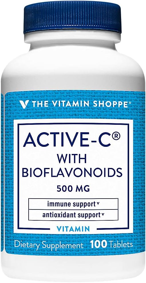 La Vitamina Shoppe Active-C con Bioflavonoides, apoya la inmunidad, la salud vascular, antioxidante, 500 MG (100 Tabletas)