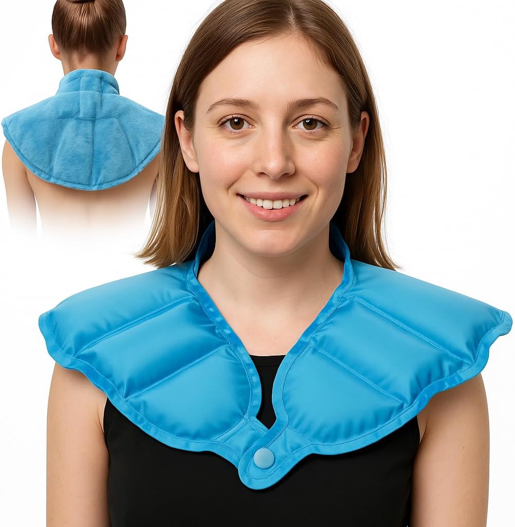 Empaquetado de hielo para cuello y hombros Alto respaldo Dolor Alivio, Gran Gel Neck Ice Pack Wrap, Reutilizable Terapia de compresión frío caliente para Rotator Lesiones de esposa, hinchazón, relajante muscular y calmante