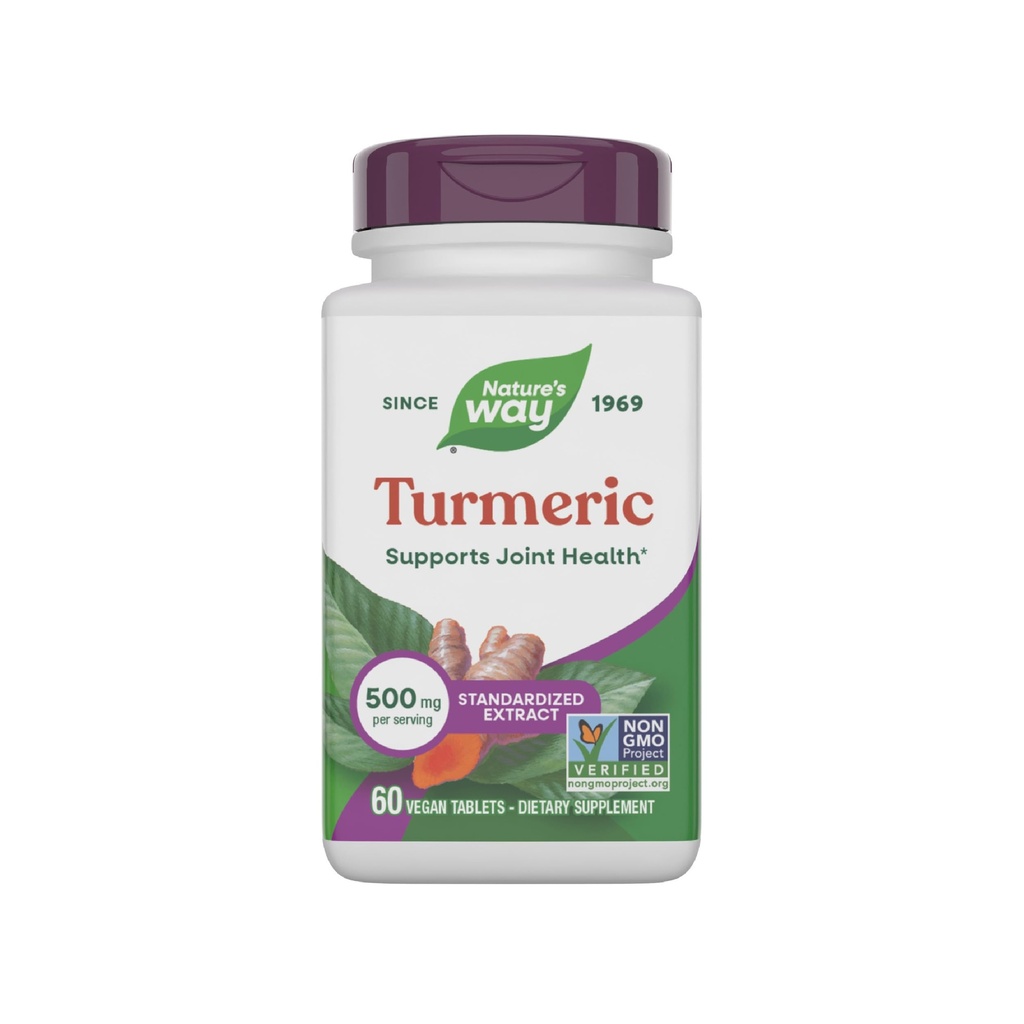 Turmérica del Camino de la Naturaleza, Extracto Premium, apoya la Salud Conjunta*, estandarizada al 95% de los Curcuminoides, 500 mg Servir, Suplementos Verificados del Proyecto No OGM, 60 Tablas (Paquete Mayo Vary)