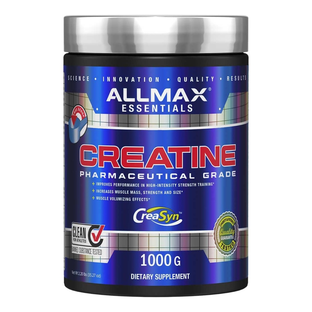ALLMAX Essentials CREATINE - 1000 g Powder - Mejora el rendimiento &amp; Formación Intensidad - Vegan & Gluten Gratis - 200 Servings