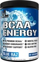 EVL BCAAs Aminoácidos Polvo - BCAA Energy Pre Workout Powder for Muscle Recovery Lean Growth and Endurance - Rehidrating Post Workout Recovery Drink with Natural Caffeine - Blue Raz