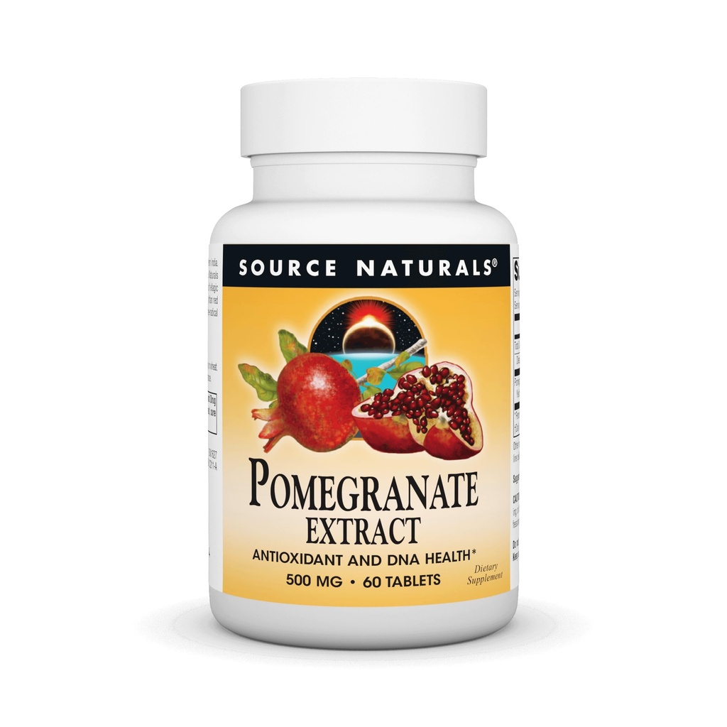 Fuente Naturales Pomegranate Extract 500mg Full Whole Fruit Ellagic Acid Antioxidant & Añadido Fiber - 60 Tablets