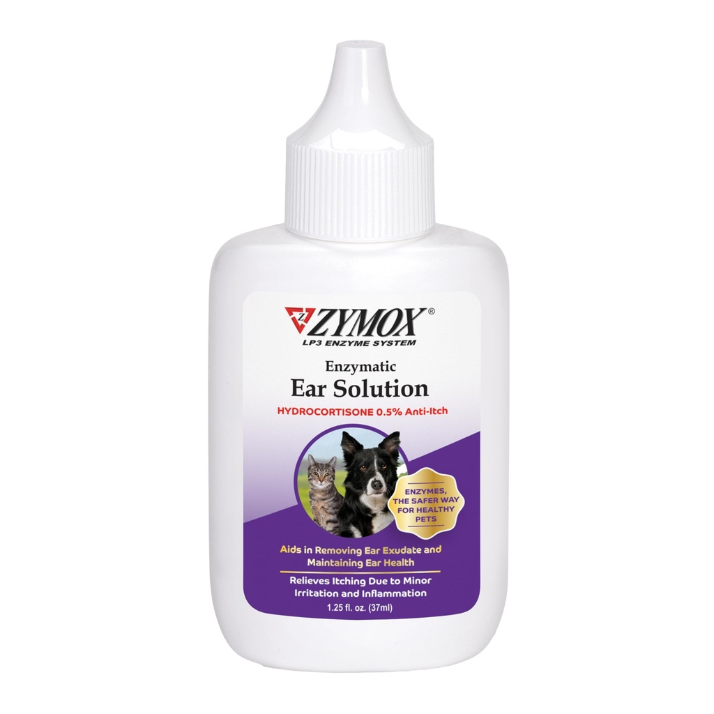 ZYMOX Solución enzimática del oído con Hidrocortisona 0,5 por ciento, para perros &amp; gato, 1,25 oz