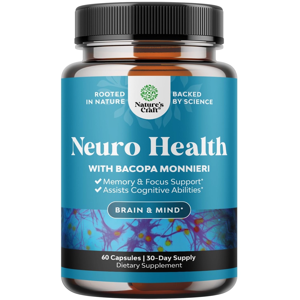 Suplemento nootrópico de memoria y apoyo en foco - Vitaminas para soporte mental " Claridad con Bacopa Monnieri, VIT A, B6, Riboflavin, Niacin, Thiamin " Folate - Complejo cognitivo - 60 Conde