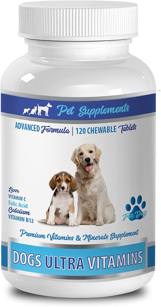 Booster de energía para perros - Ultra Vitaminas para perros - Ají - Potente Fórmula - Complejo mineral - Calcio para perros - 90 Treats (1 Botella)