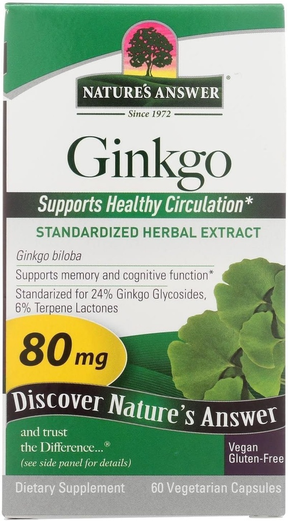 Respuesta de la naturaleza Ginkgo Leaf Vegetarian Capsules, 60-Count