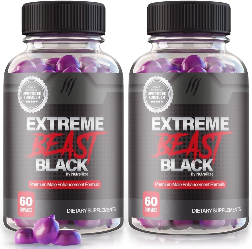(2 Pack) Extreme Beast Black Gummies - Extreme Beast Black Supplement for Men, A Daily Formula for Peak Performance, Extreme Beast Black Premium Formulation, ExtremeBeast Reviews (120 Gummies)