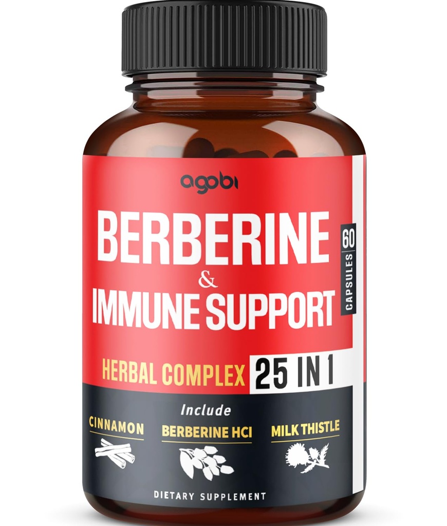 Suplemento de Berberina Premium con Ceilán, Ashwagandha, Turmérica, Caricatura, Cardiovascular &amp; Gastrointestinal - 60 cápsulas
