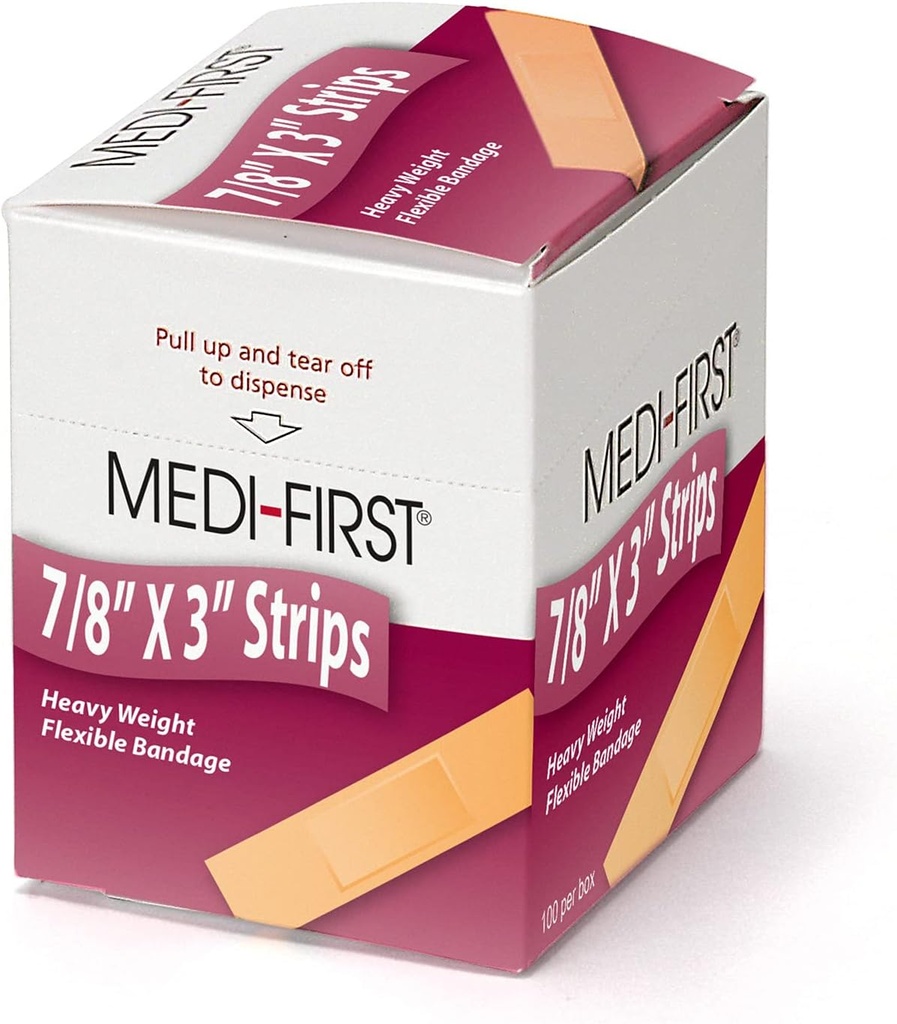 Medique Products 61433 Extra Heavy Weight Latex Free Flexible Bandages de banda de tejido, 7/8-Inch Por 3-Inch, 100 Por Box