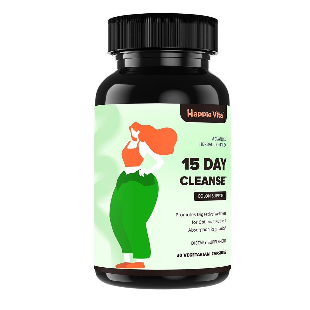 15 días Gut Cleanse Detox for Women &amp; Men, Advanced Gentle Gut Colon Cleanse Detox con Psyllium Husk, Cascara Sagrada, Senna y Probiotic Natural Laxative, 30 cápsulas