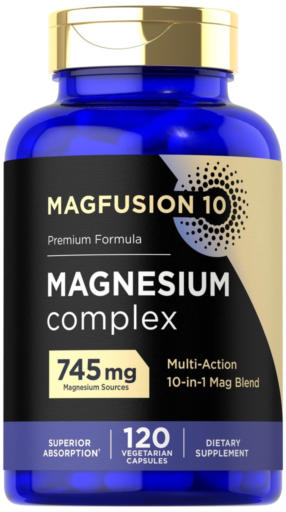 Suplemento Complejo de Magnesio 745mg Silencio 120 Capsules  10 in 1 Blend ¦ Vegetarian, Non-GMO, Gluten Free