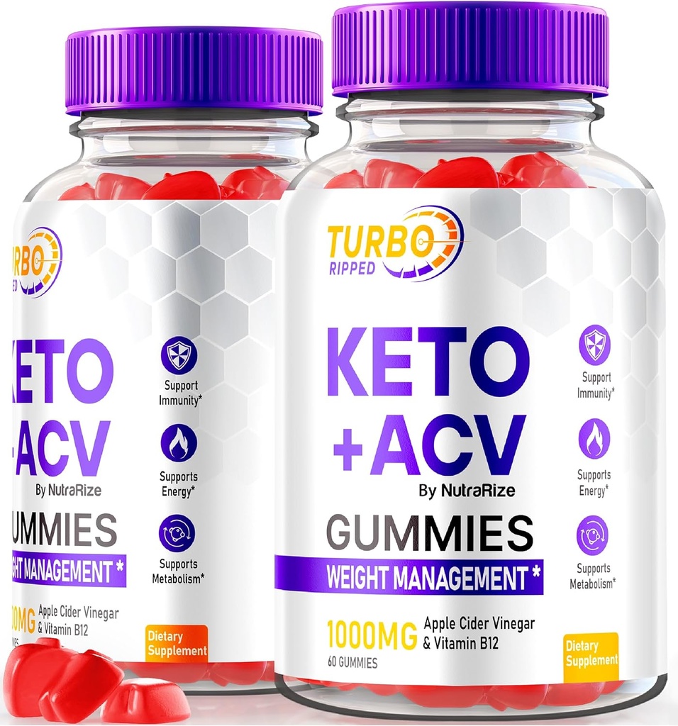 (2 Pack) Turbo Ripped Keto ACV Gummies, TurboRipped Keto Gummies, Apple Cider Vinegar Suplemento, All Natural Keto+ACV, Premium Keto Plus ACV Gummy, Gomitas Reseñas (120 Gummies)