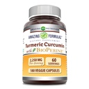 Amazing Formulas Curcumin Turmeric con Bioperine Supplement TEN 2250 Mg per Serving TEN VÍGICA TERRITER NO-GMO ANTE Gluten-Free TEN Made in USA (1 Pack, 180 Count)
