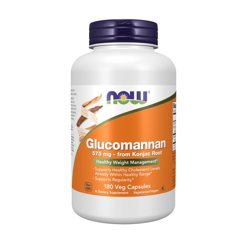 AHORA Suplementos de alimentos, Glucomannan (Amorphophallus konjac) 575 mg, soporta la regularidad*, la gestión de peso saludable*, 180 cápsulas de veg