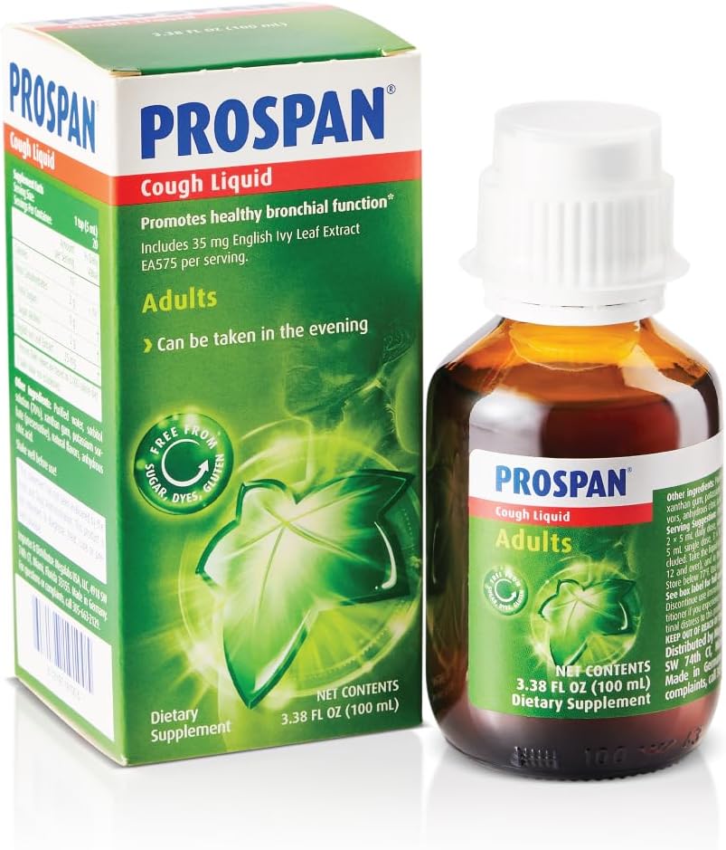Prospan/Abrilar Cough Syrup + Mucus con Proprietary English Ivy Leaf Extracto EA575 para adultos - Soothes Cough, Mucus Relief, No Añadido Sugar, Non-Drowsy, Alcohol-Free, Drug-Free - 100mL