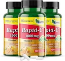 America Medic & Science Rapid-C 1000mg Vitamina C Suplemento (3 Pack of 100 Tablets) Energy Booster, Daily Immune System Support, Antioxidant peru Vegan, Non-GMO Coated Ascorbic Acid for Adult Men & Women