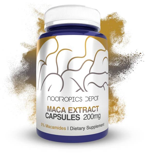 Maca Extract Capsules tención 5% Macamides Silencio Lepidium meyenii ← Mood, Energy y Vitality tención 60 Conde