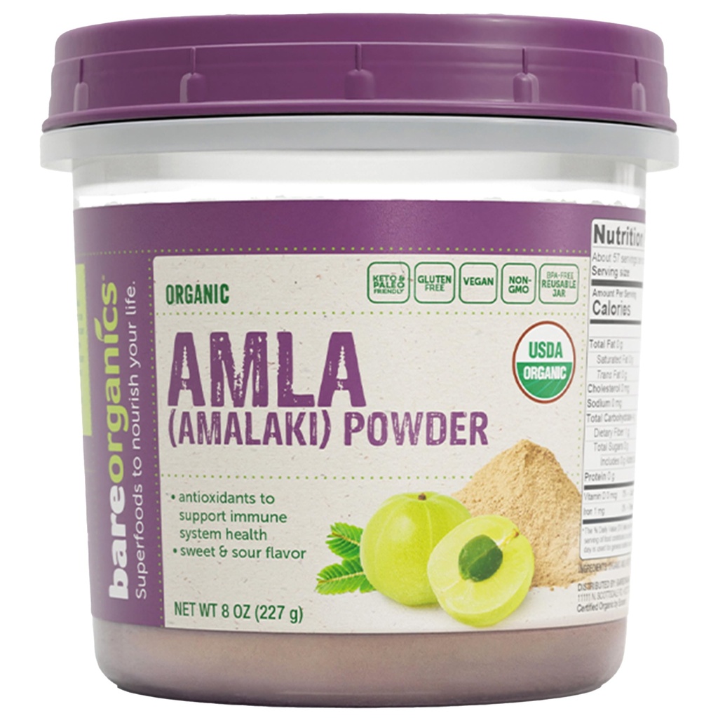 BareOrganics Amla, Gooseberry indio &amp; Superfood Powder, Suplemento dietético, 8 Oz