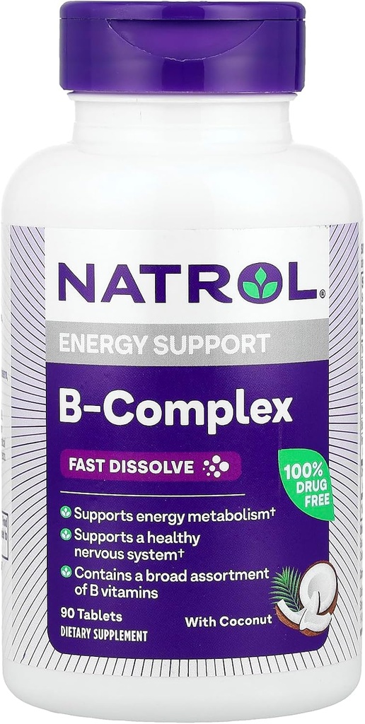 Natrol B-Complex, Fast Dissolve, Coco, 90 Tabletas