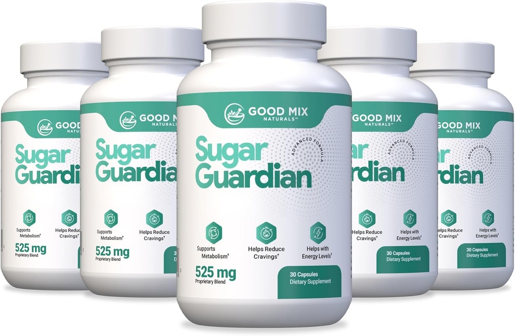 Sugar Guardian Herbal-Based Solution Suplemento TEN 525mg 180 Powder Capsules - 6 Mes de Suministro Silencio Plant Ingredients - Non GMO - Made in USA - 6 Pack