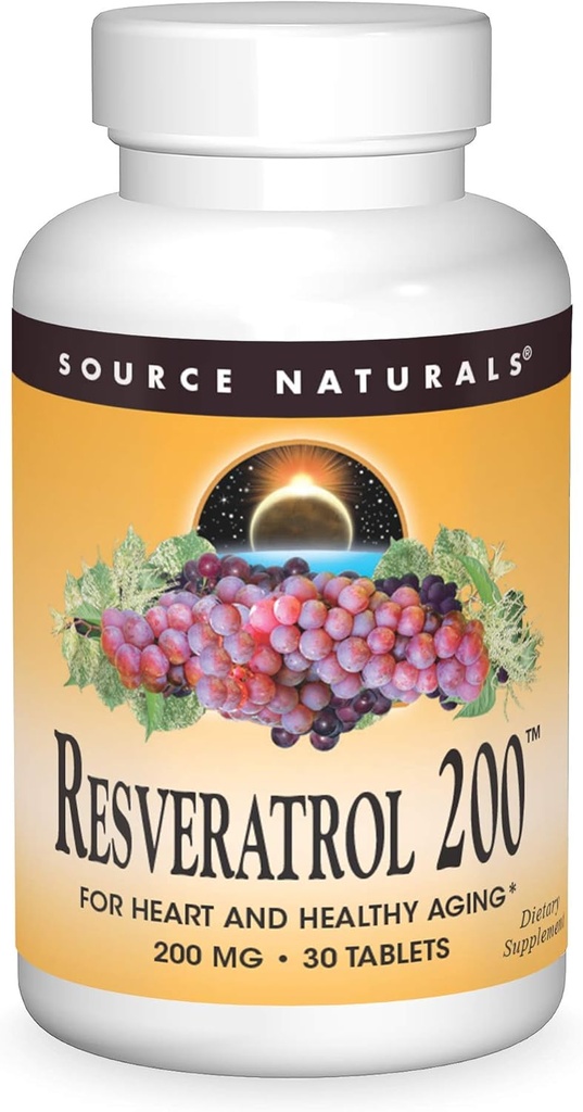 Fuente Natural Resveratrol, para el envejecimiento cardíaco y saludable* 200 mg - 30 Tabletas