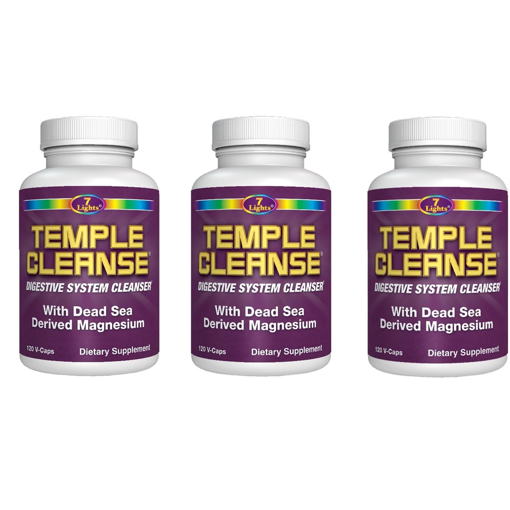7 Lights Temple Cleanse sometida3-Pack Special, Magnesium, Oxygen-Based Colon Cleanse Detox, Relieves Occasional Constipation with No Gas or Bloating, Body Detox and Cleanse for Women &amp; Men