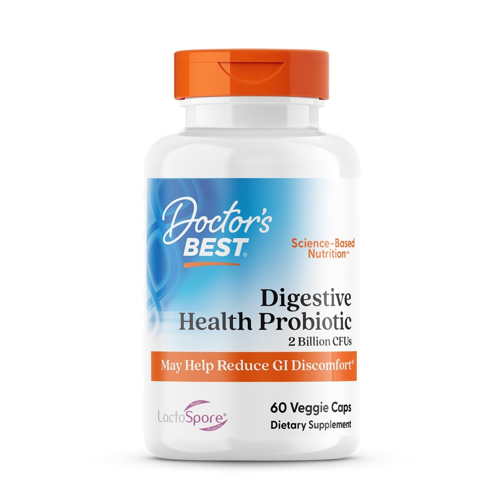 Mejor salud digestiva del médico Probiótico 2 billón con Lactospore, No GMO, Vegan, Gluten Free, Soy Free, 60 cápsulas vegetarianas (DRB-00464)