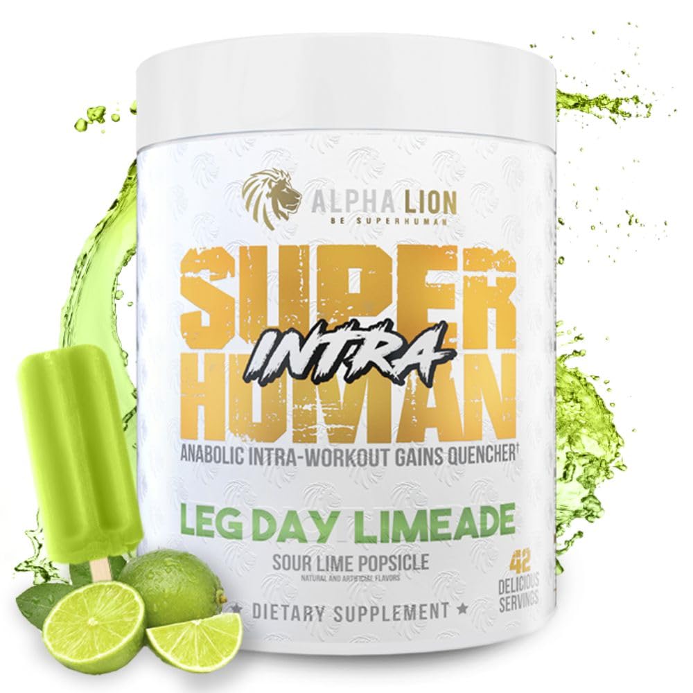 ALPHA LION Superhuman Intra Workout Powder for Men ' Women, Amino Acids Drink, Muscle Recovery Supplement, BCAA Powder, Electrolytes & Hydration Mix (42 Servings, Lime Flavor)