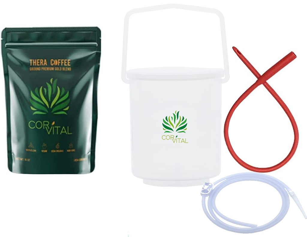 Kit de enema de café para la limpieza de colon con 1 LB Café enema - Gerson Aprobado Inicio Kit de enema - Kit de enema - Terapia Terapia desintoxicación de café enema