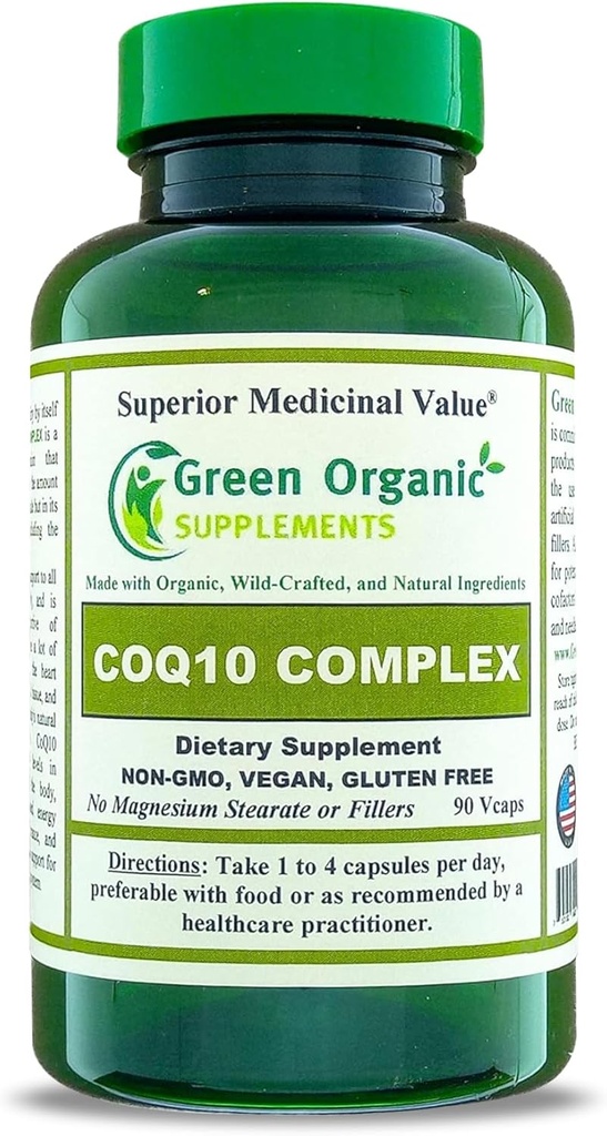 Suplementos Ecológicos Verdes Complejo Coq 10, Ubiquinone, 90 VCaps, Alta Absorbable, No Gluten-Free (Canción)