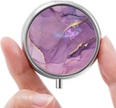 Mini caja de carga, Rejilla pequeña, Caja de Píldora portátil, Organizador de Píldora para vitaminas, medicamentos, aceite de pescado y suplementos (Purple Marble)