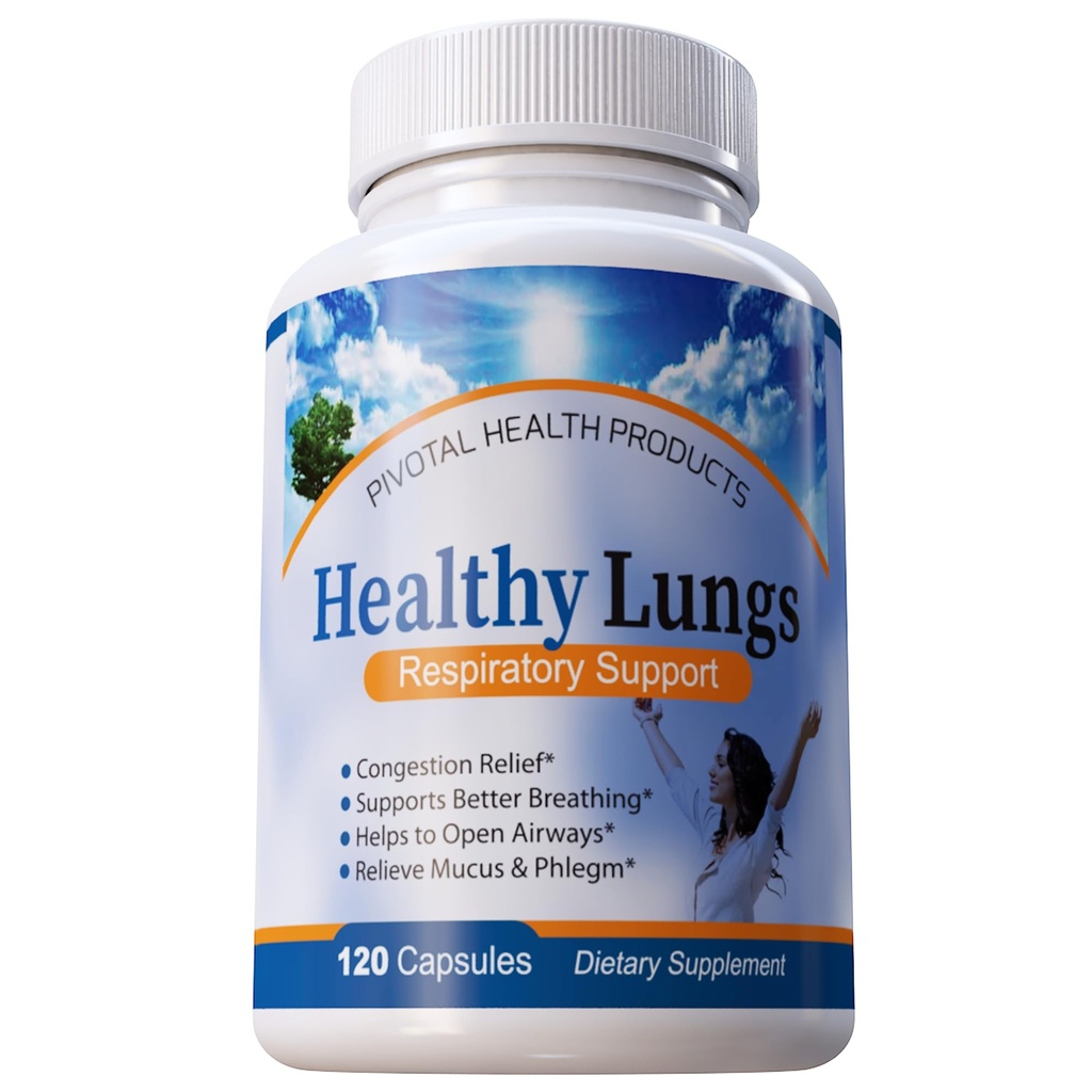 Pulmones saludables 120 cápsulas - Mejorar la función pulmonar, mejorar la respiración, detener el moco, la fiebre y las alergias rápidamente. Obtener alivio rápido con los pulmones saludables un suplemento de salud pulmonar natural