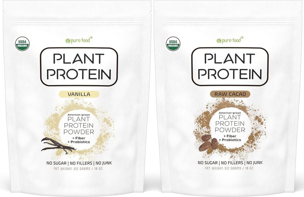 Alimentos puros: Polvo de proteínas con base vegetal con probióticos ← Orgánica, Limpia, Todo Natural, Vegano, Vegetariano, Suplemento Nutricional Total Superalimentario sin Aditivos ◾ Keto (Vanilla + Chocolate)