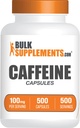 BulkSupplements.com Caffeine 100mg Capsules - Suplementos de cafeína, Caffeine Pills 100mg - para el soporte energético, 1 cápsula de cafeína por servicio, 500 cápsulas (Pack of 1)