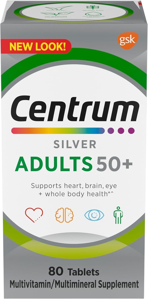 Centrum Silver Adult (80 Conde) Multivitamin/Multimineral Supplement Tablet, Vitamina D3, Edad 50+