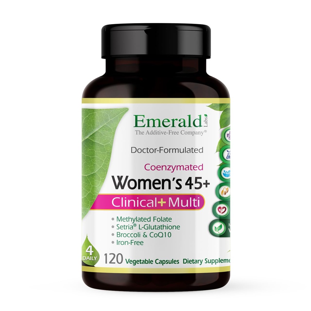 Laboratorios Esmeraldas Mujer 45+ Multi Clínica - Multivitamina para el soporte integral, bonificación y salud cardíaca* - Diseñado para mujeres 45+ - Gluten-Free &amp; Vegetariano - 120 cápsulas vegetales (30-Day Supply)