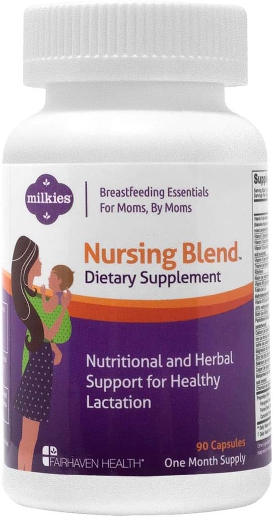 Milkies Enfermería Blend, Vitamina Postnatal con Fenugreek para aumentar el suministro de leche materna, suplemento de lactancia y apoyo a la lactancia materna, enhancer de producción líquida (1 mes de suministro)