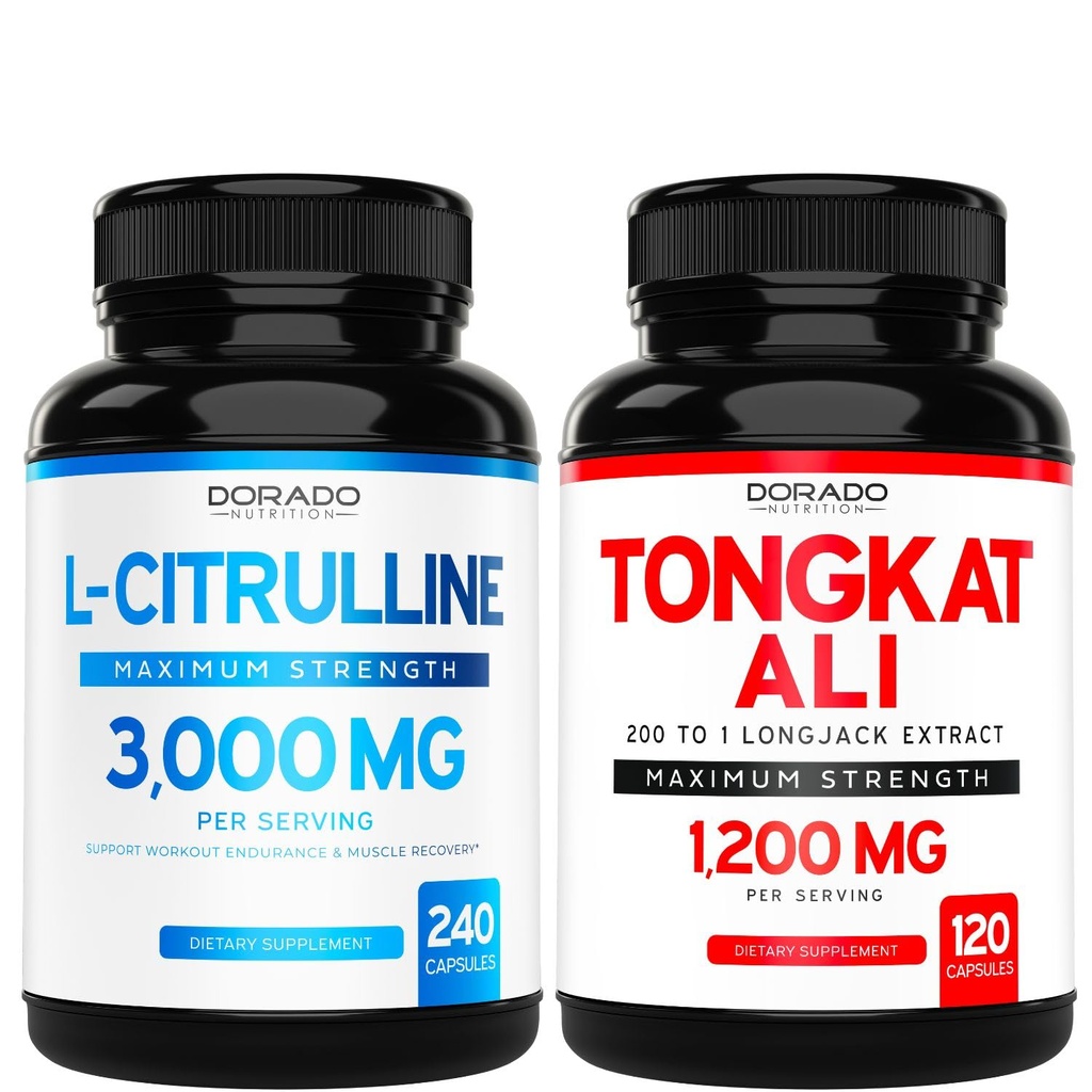 L Citrulline 3000mg Suplemento (240 Conde) L Arginina & Nitric Oxide Pills - Tongkat Ali Para Hombres 1200mg 200 a 1 Extracto - (120 Conde) Apoyo Fuerza,Drive &amp; Athletic Performance - Vegan &amp; USA Made