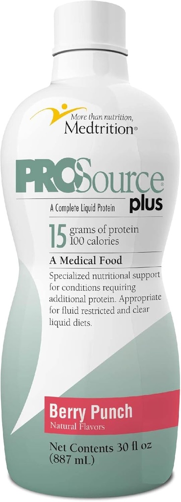 Péptidos de colágeno líquido Tipo I, III 15 gramos de proteína por oz. TEN Plus Berry Punch Botellas 4 pack Medtrition