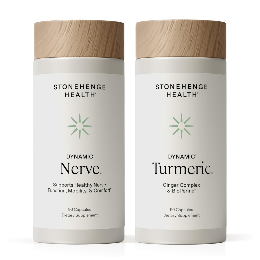 Stonehenge Health Dynamic Nerve + Dynamic Turmeric Bundle Suplementos para soportar Comfort, Tingling, Numbness, Burning