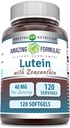 Fórmulas asombrosas Lutein 40 mg con Zeaxanthin 1600 mcg TENIDO Softgels Suplemento No-GMO TENIDO Gluten Free TEN Made in USA (40 mg, 120, Conde)