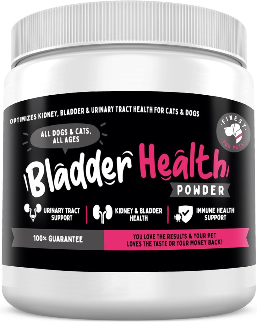Finest For Pets Bladder Health Dog & Cat UTI Remedy - Suplemento de arándano para mascotas, vejiga, Kidney Support &amp; Urinary Tract Health Powder with Cranberry &amp; D-Mannose (120g - 120 Scoops)